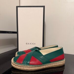 Gucci Green and Red Espadrilles authentic 10.5